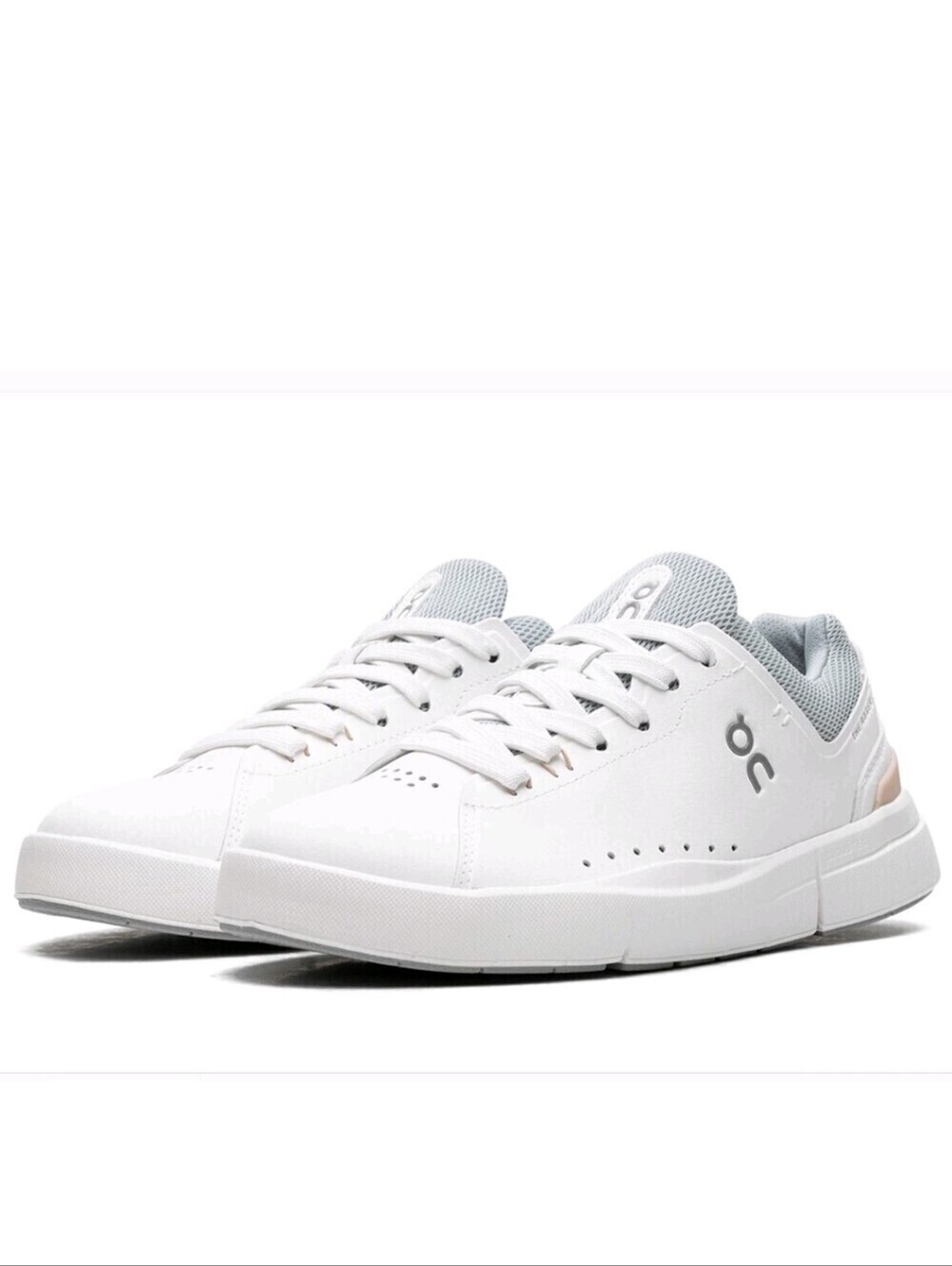 On The Roger Advantage White Rose Vegan Leather Sneakers Women's 5.5